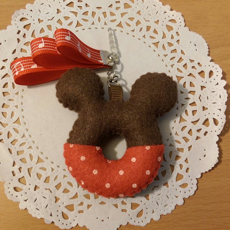【米奇甜甜圈】手创 纯手工 不织布 缎带 玩偶 定制化 订做 情人节 交换礼物 - 吊饰 - 其他材质 红色