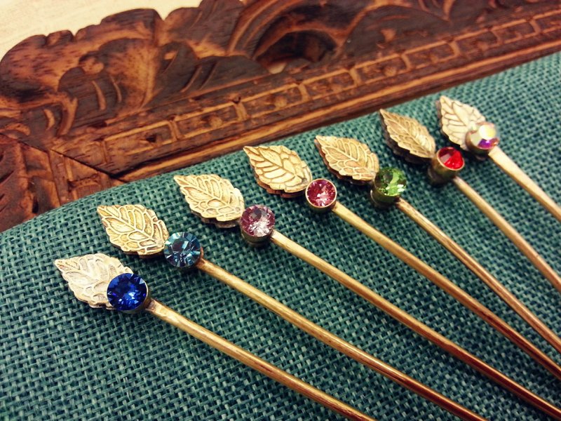 《DODOWU手作轻珠宝》【手工黄铜晶钻发簪】 - 发饰 - 其他材质 金色