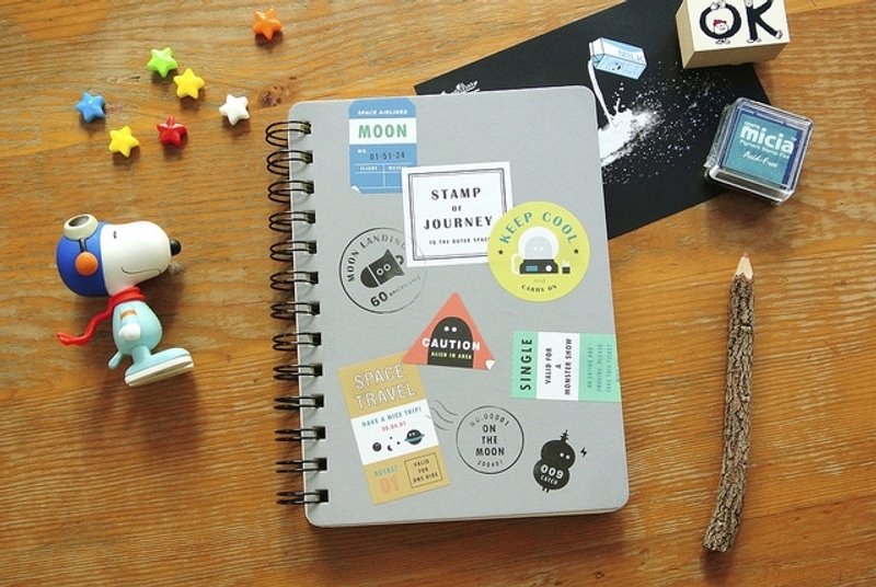 Stamp of Journey 探险集章本- 灰色/宇宙 - 笔记本/手帐 - 纸 灰色