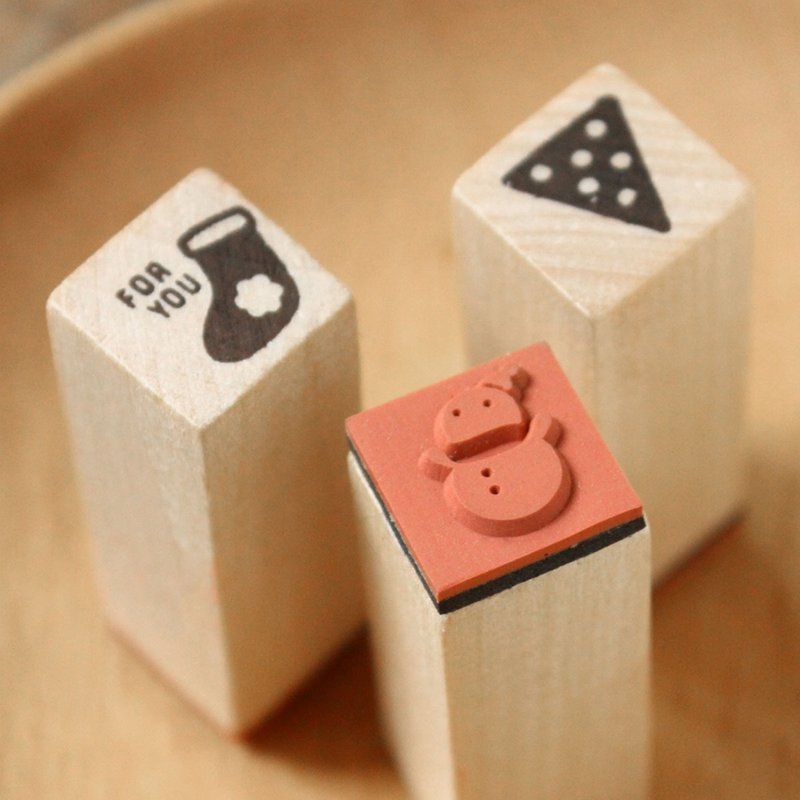 U-PICK原品生活 新年系列木头印章 袜子/小旗/雪人 原创 - 印章/印台 - 木头 