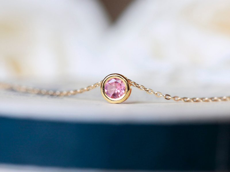 Necklace donata [pink tourmaline] - 项链 - 宝石 粉红色
