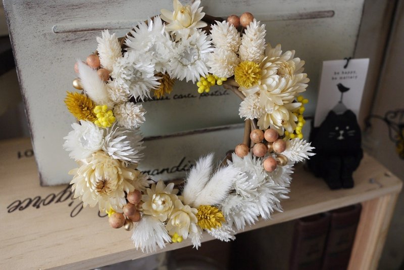 杂集手作zakka乡村风杂货．金黄田园．干燥花花圈 (黄色系/中款) - 摆饰 - 植物．花 黄色