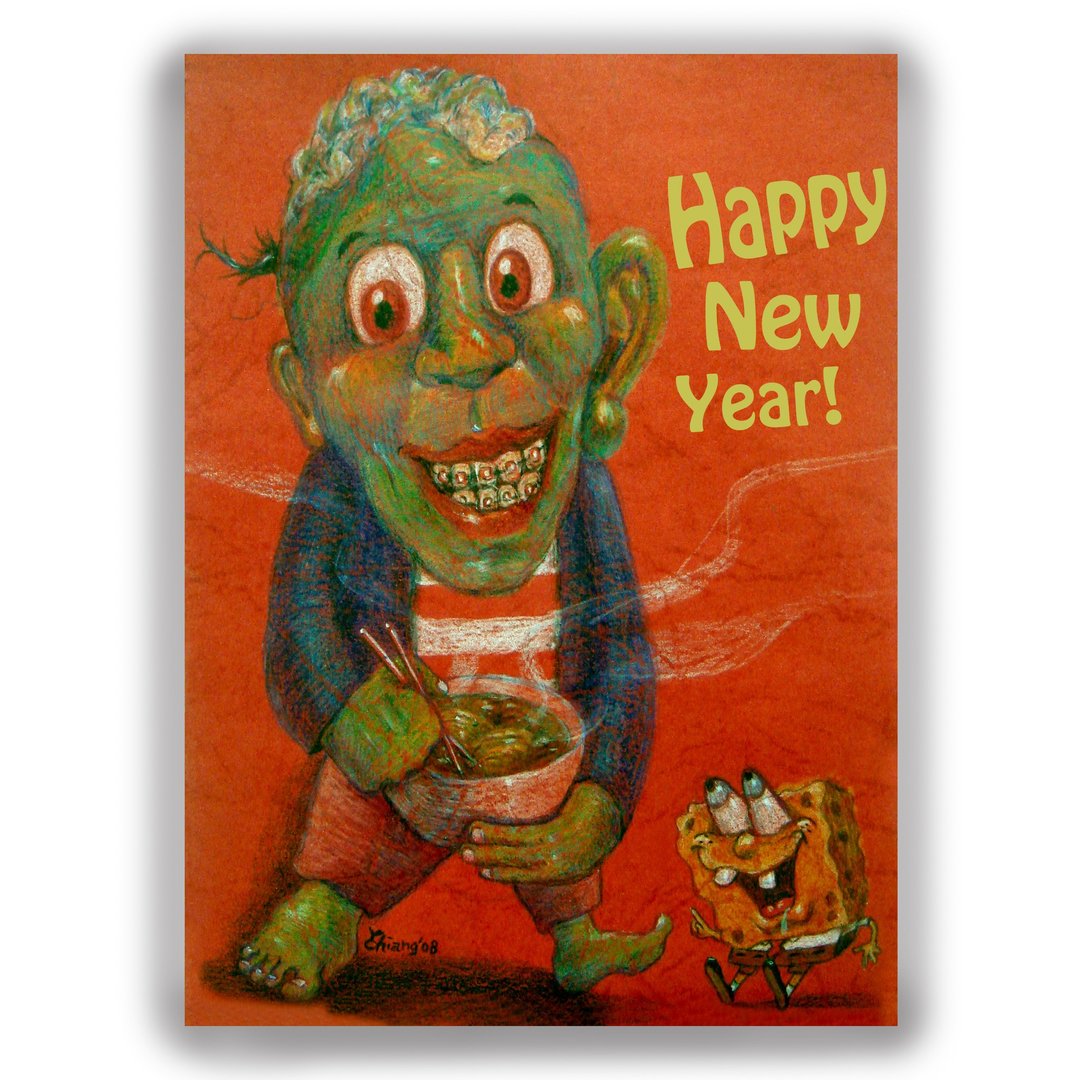 新年-手绘插画万用卡贺年卡/明信片/卡片/插画卡--丰衣足食 - 卡片/明信片 - 纸 红色