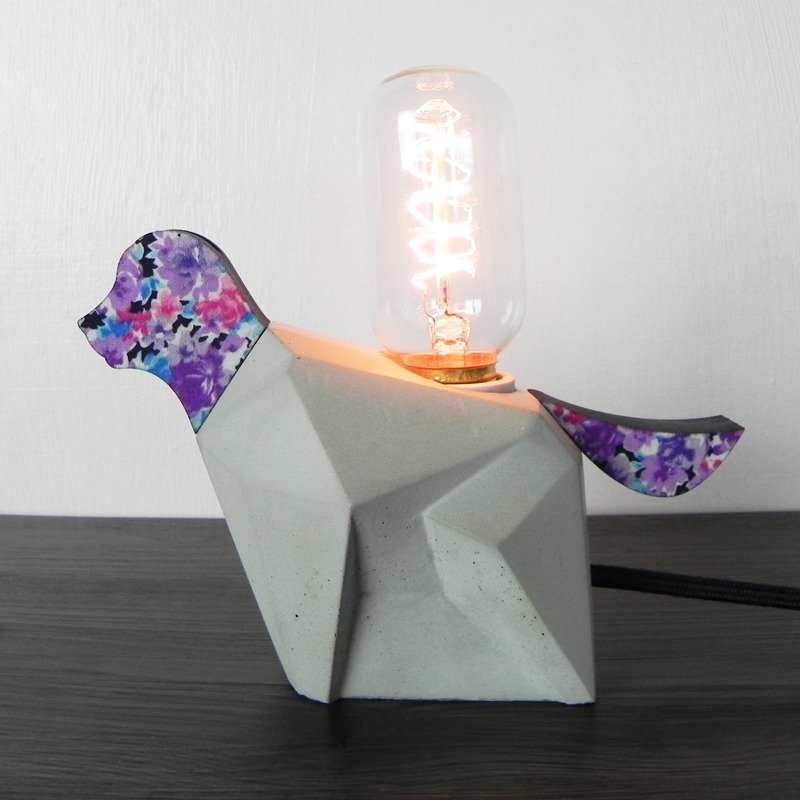 清水模佐花布系列-狗狗夜灯（露紫） - 灯具/灯饰 - 水泥 多色