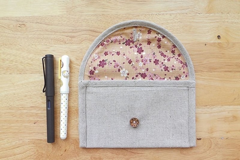 │素·质│ 秋樱 质感笔袋 万用袋 - 铅笔盒/笔袋 - 绣线 橘色