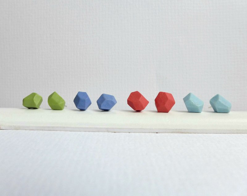 【N.U. Studio】陶瓷系列 随性立体个性糖耳环(可改夹式耳环) - 耳环/耳夹 - 陶 多色