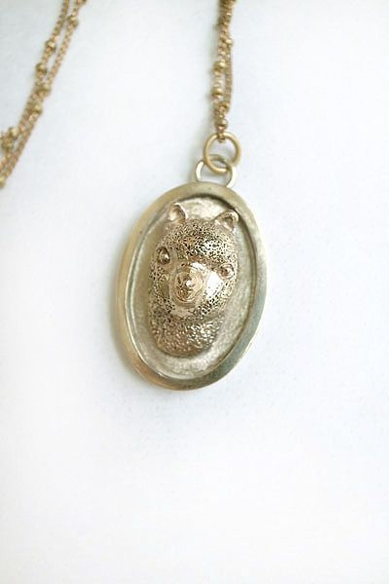 Human Free系列~黄铜草泥马椭圆牌珠珠项炼 - 项链 - 其他金属 