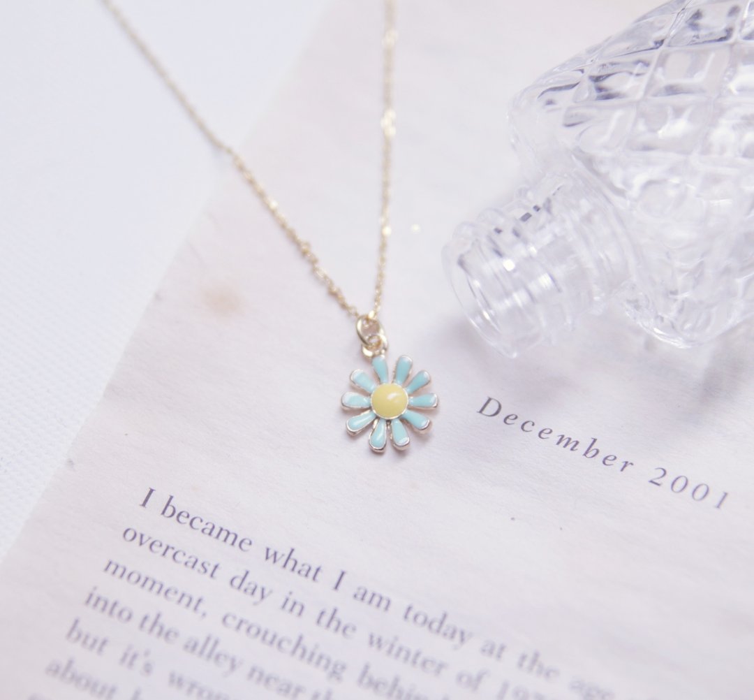 金色 项链 ◊ 蒂芬妮蓝绿色花花 - 项链 - 其他金属 蓝色