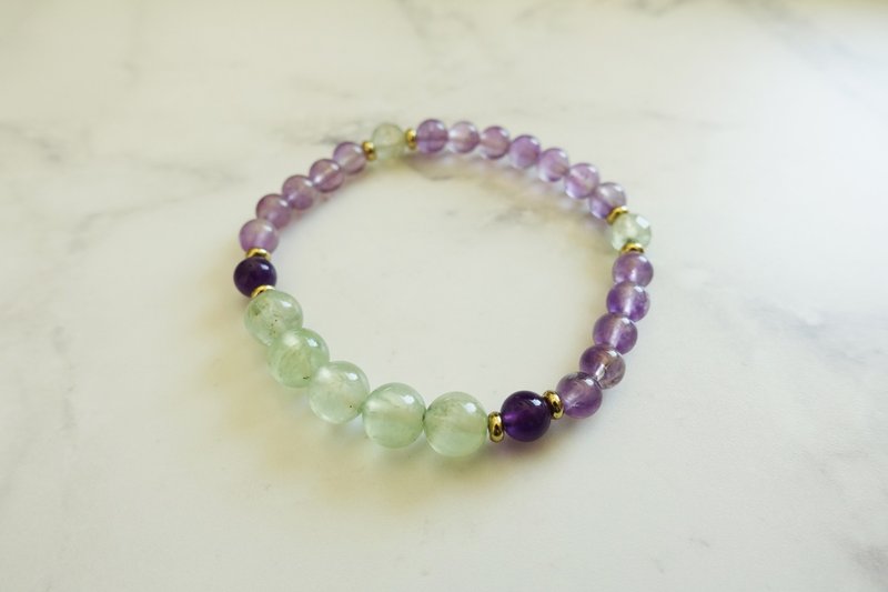 小青心：天然葡萄石紫水晶紫玉定制化弹性手环 - 手链/手环 - 宝石 多色