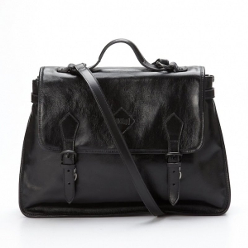 New Vintage 新经典小复古书包-全黑色意大利油蜡牛皮款 手提包/侧背包/后背包 - 后背包/双肩包 - 真皮 黑色