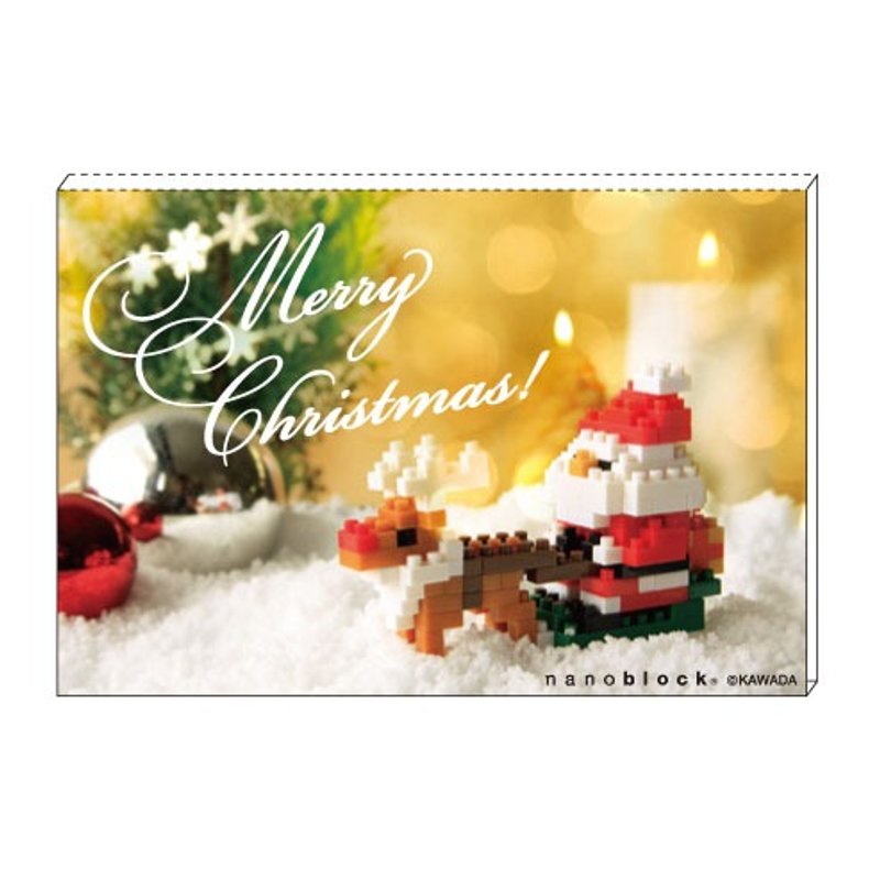 【圣诞节卡片- 最佳惊喜交换礼物】迷你积木 x 明信片【圣诞老公公和红鼻子驯鹿】 nanoblock x postcard 日本制 - 卡片/明信片 - 纸 