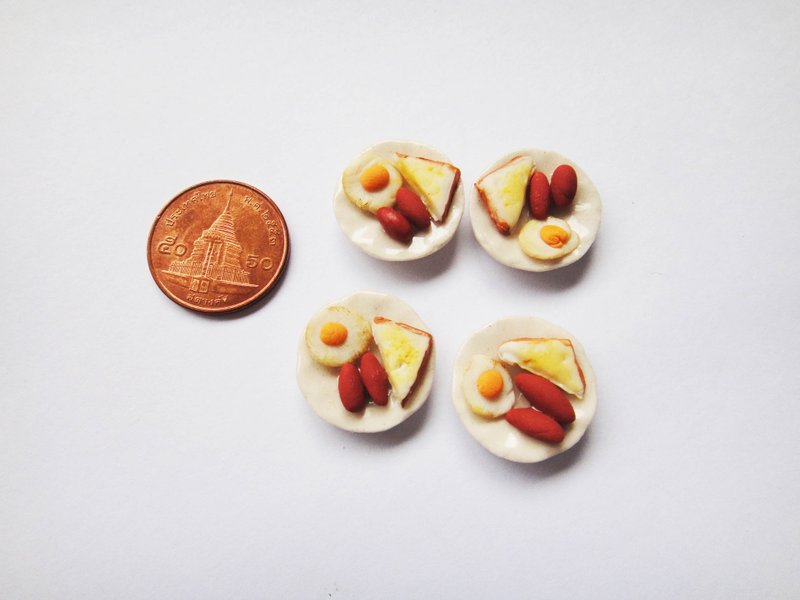 早安 - 早餐耳环 - 耳环/耳夹 - 粘土 蓝色