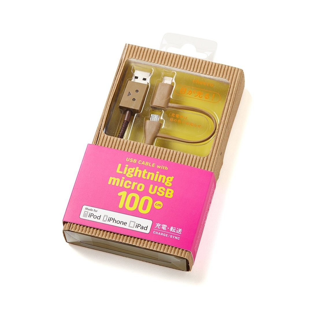 cheero阿愣lightning & microUSB 充电传输线／100厘米／MFi认证 - 充电宝/传输线 - 塑料 咖啡色
