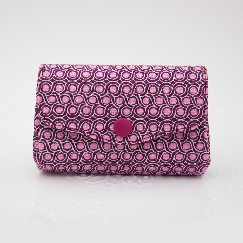 典雅美型三层小物收纳零钱包-紫红麻花 - 零钱包 - 棉．麻 紫色
