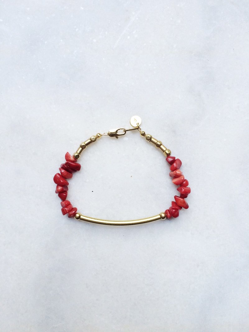 ::情人节礼物:: ALETA红珊瑚天然石幸运手链 - 手链/手环 - 宝石 红色