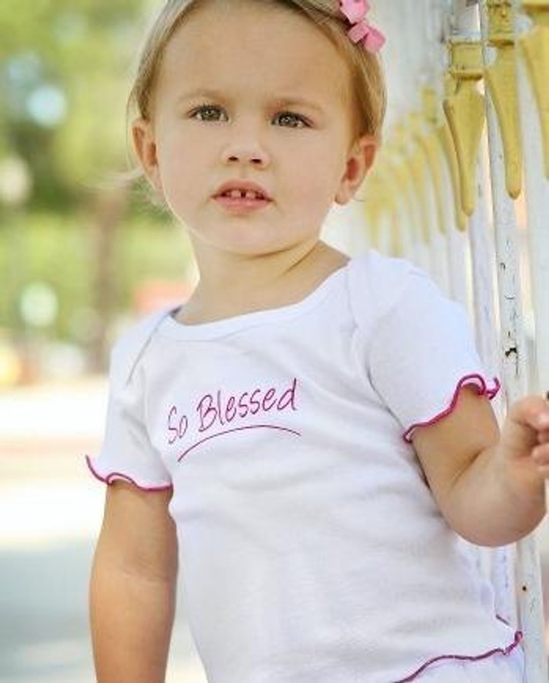 Rufflebutts White 'So Blessed' Angel Knit Lap Tee - 其他 - 棉 粉红色