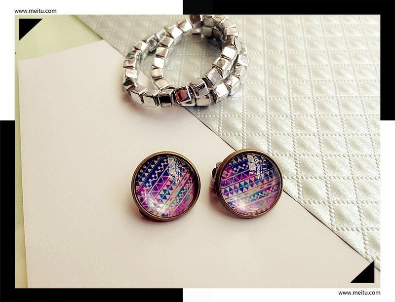 【Funky】三角图腾耳针 - 耳环/耳夹 - 其他金属 多色