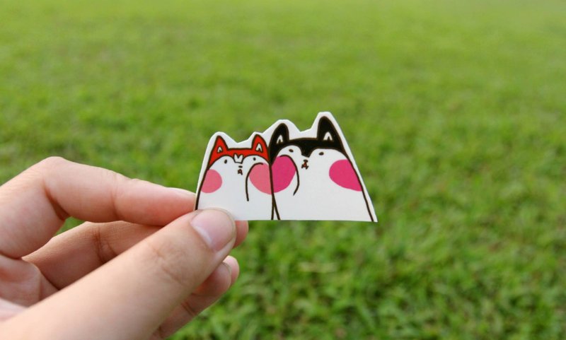 迷你的草地上的阿狗！ 哈士奇贴纸迷你版 - 贴纸 - 纸 多色