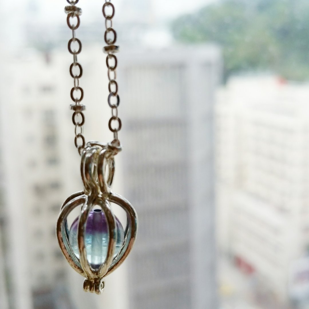 Flourite 925 silver necklace 紫蓝萤石锁骨项链 - 项链 - 宝石 蓝色