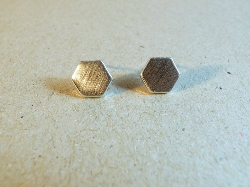 川手【螺母】发丝纹耳针式耳环_银 - 耳环/耳夹 - 其他金属 白色