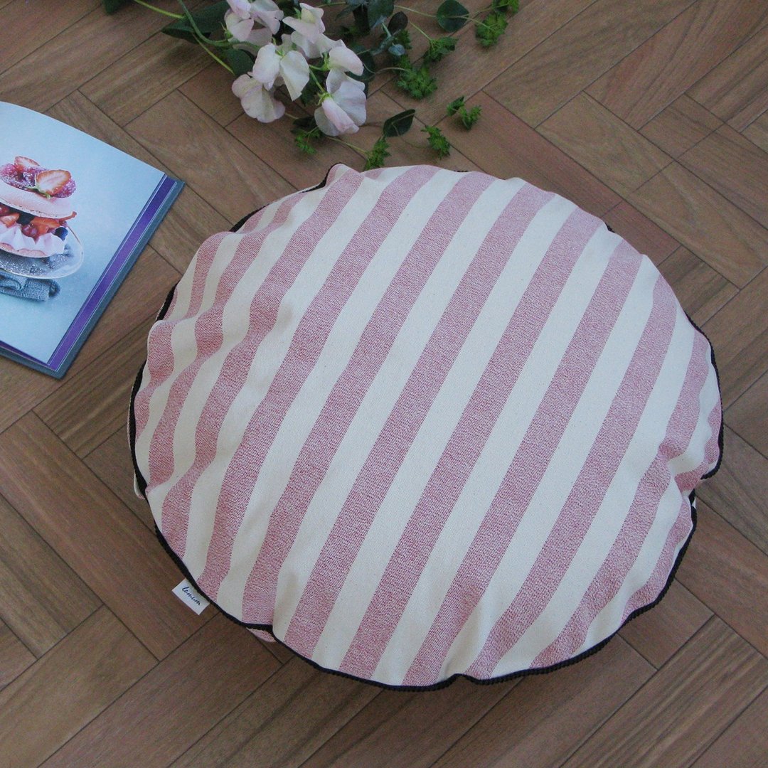 [Cover only] canvas stripes Cushion cover braid R - 枕头/抱枕 - 棉 粉红色