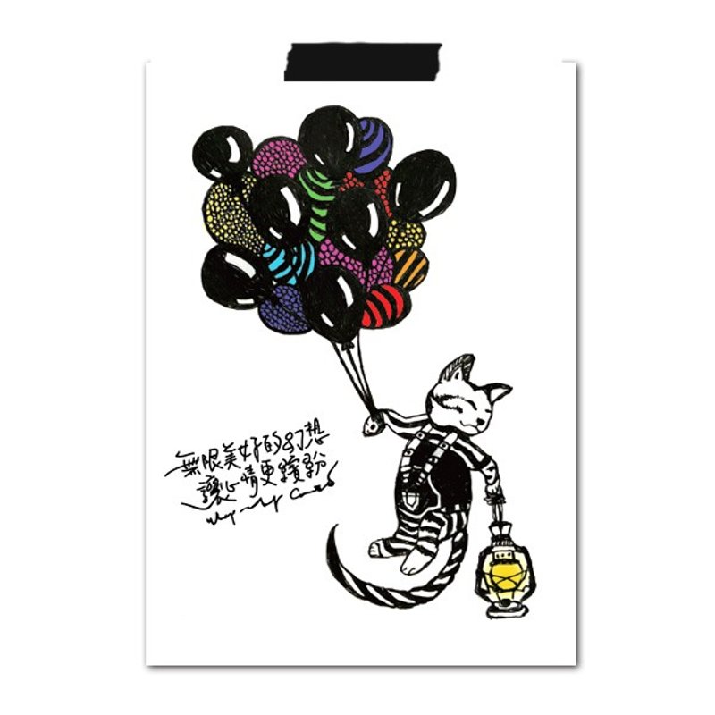 明信片 天马行空猫 - 卡片/明信片 - 纸 多色