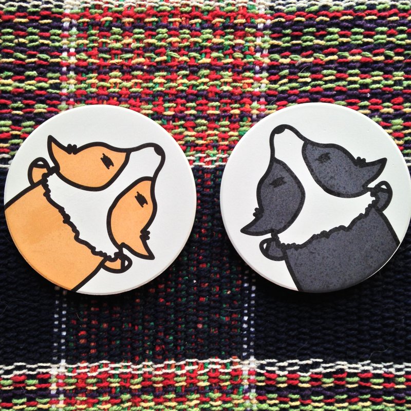 柯基 吸水杯垫（Pembroke ＆ Cardigan Corgi ） - 杯垫 - 瓷 