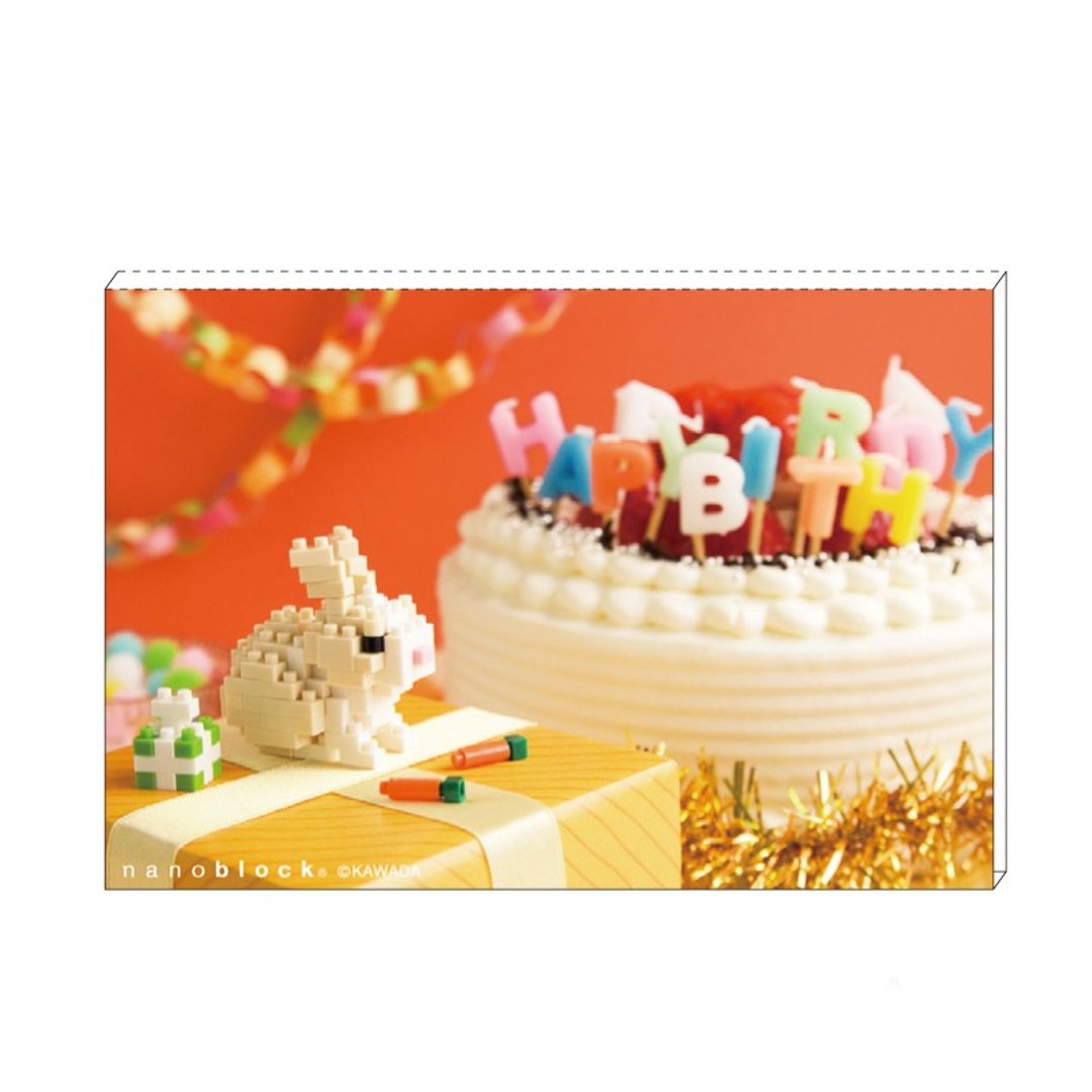 迷你积木 x 明信片 万用/生日卡【小白兔】 nanoblock x postcard 日本制 - 卡片/明信片 - 纸 橘色