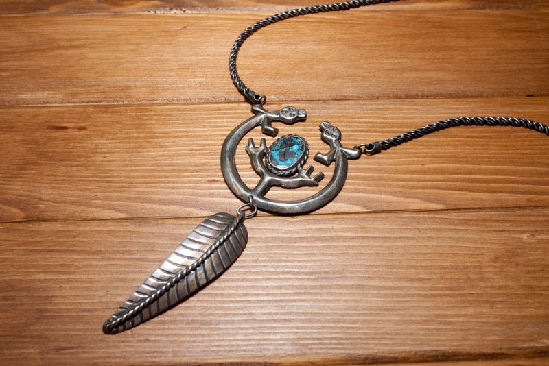 NAVAJO印地安人手工制作纯银项链-哈雷-民族风-印地安风格 - 项链 - 其他金属 银色