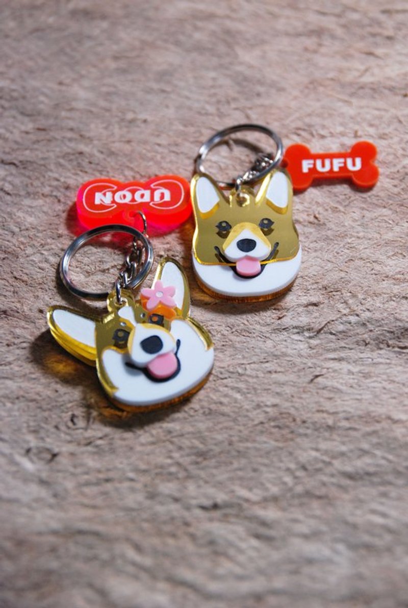 Q版狗牌压克力订制/任何品种都可订制[狗头] - 项圈/牵绳 - 塑料 黄色