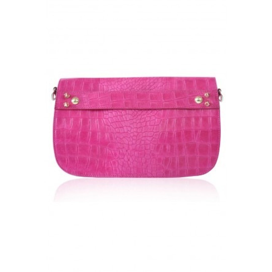 NIKI EMBOSSED LEATHER CLUTCH MAGENTA - 侧背包/斜挎包 - 真皮 红色