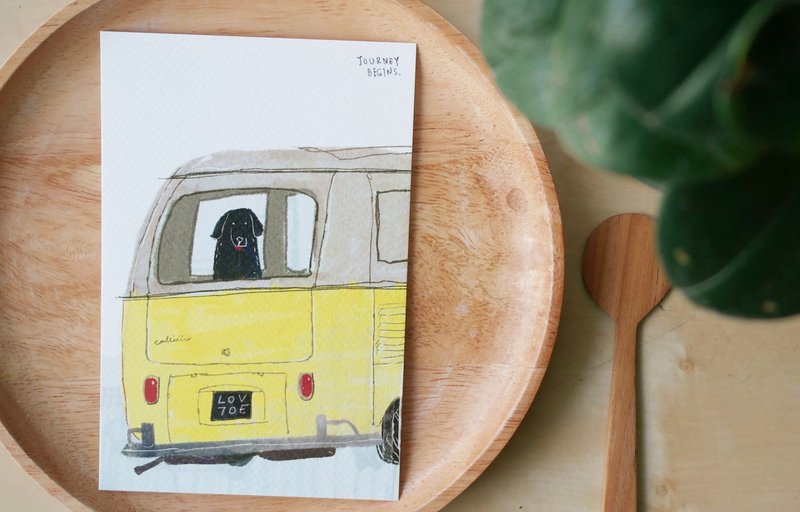 车子里的拉布拉多明信片 Labrador Retriever  4 x 6 - 卡片/明信片 - 纸 多色