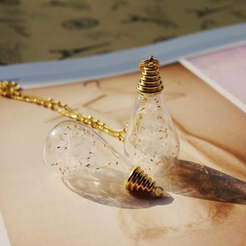 ✎ 手工订制款｜Keep our secrets 蒲公英秘密水晶瓶项炼 情人节礼物 - 项链 - 其他金属 白色