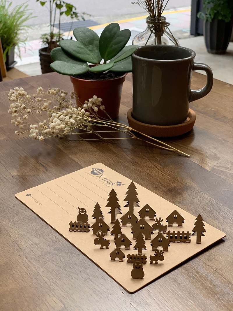 圣诞立体卡片 耶诞童话村N3 - 卡片/明信片 - 纸 咖啡色