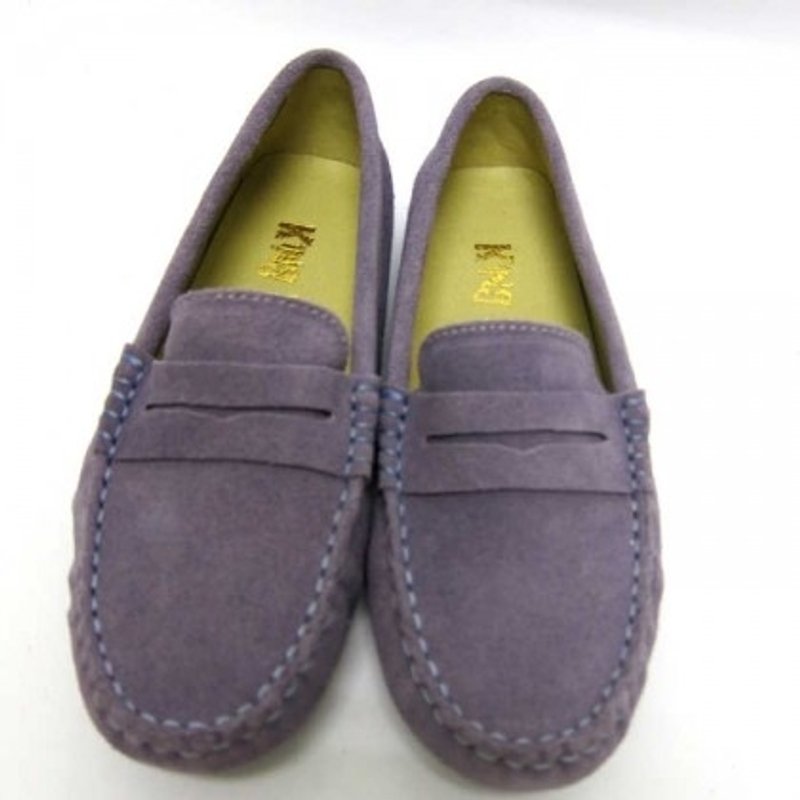 堡贝王真皮手工鞋（女）【磨砂牛/豆底/浅紫】 - 芭蕾鞋/娃娃鞋 - 真皮 紫色