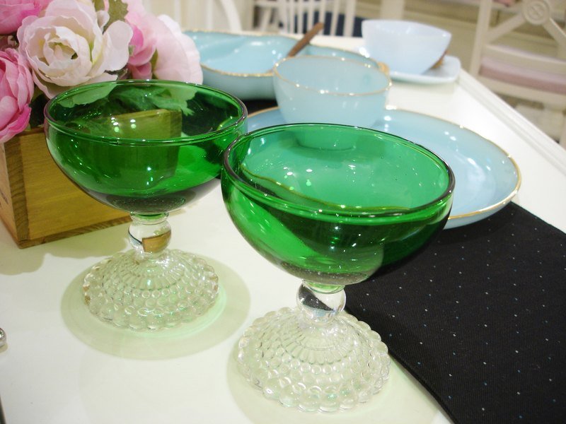 Anchor Hocking Forest Green森林绿Bubble泡泡系列，雪酪杯2只 - 厨房用具 - 其他材质 