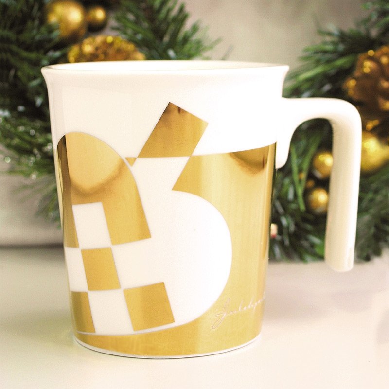 丹麦圣诞心手工镶金 亲亲马克杯 (2011限量收藏版) - 咖啡杯/马克杯 - 瓷 金色