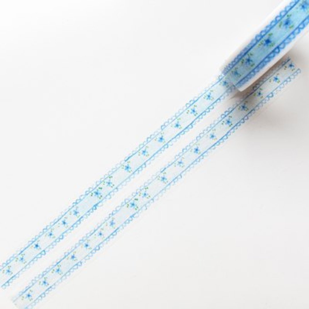 Aimez le style 和纸胶带 (01443 花边蕾丝-粉蓝) - 纸胶带 - 纸 蓝色