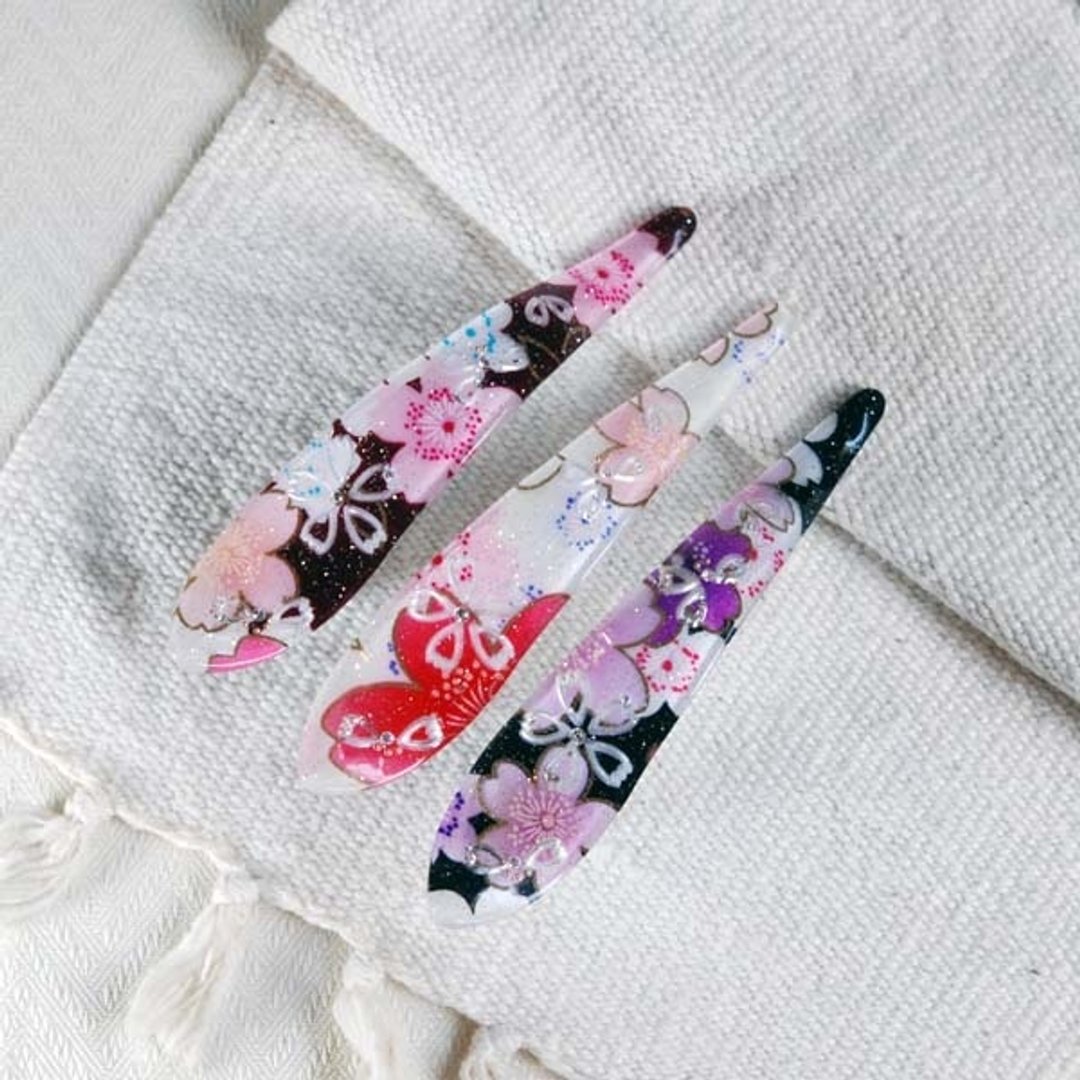 樱柔,透樱,12cm鸟嘴夹,鹤嘴夹-三色 - 发饰 - 塑料 
