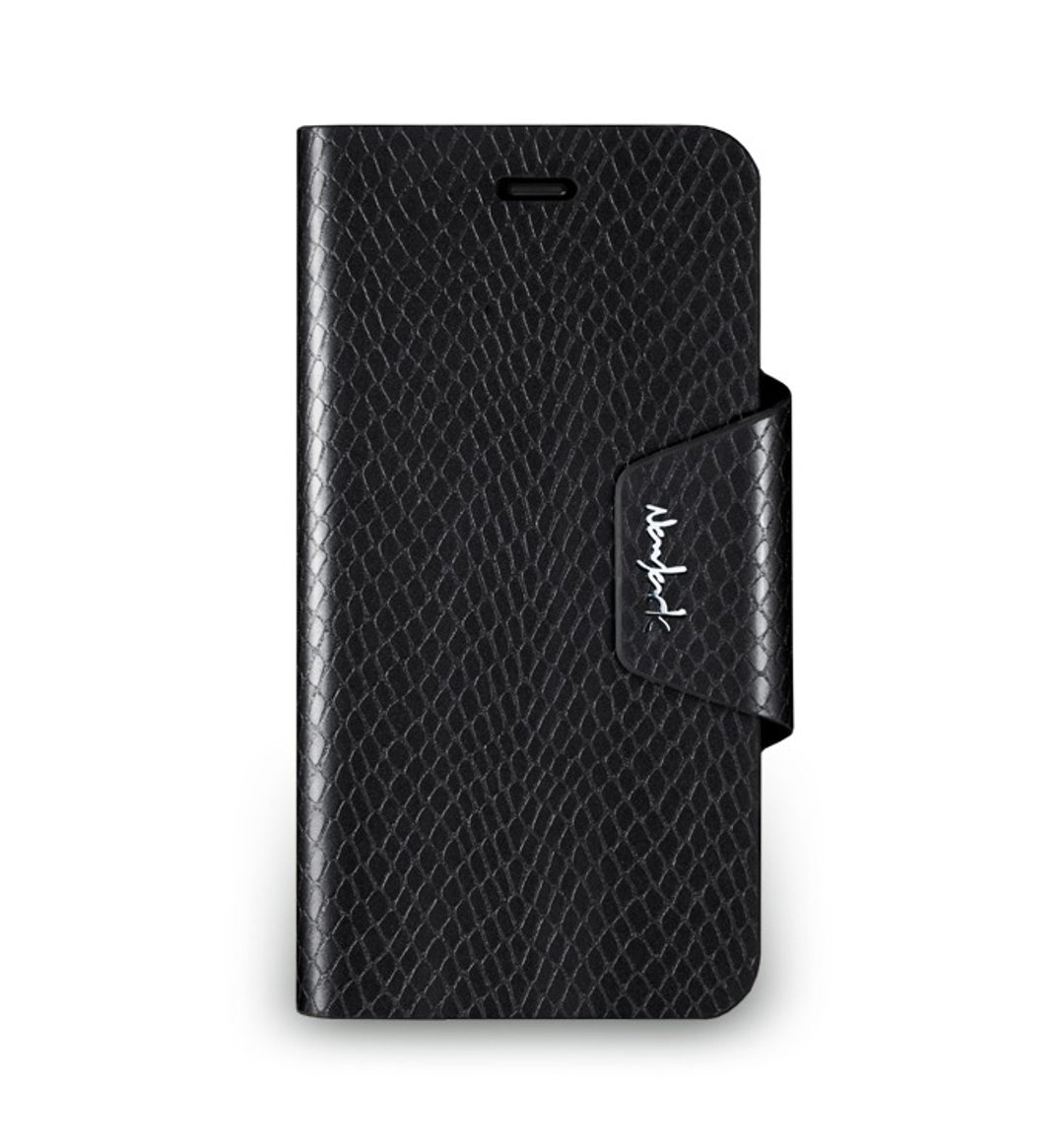 iPhone 6 -The Python Series -蛇皮压纹侧掀站立式保护套- 碳黑色 - 其他 - 真皮 黑色