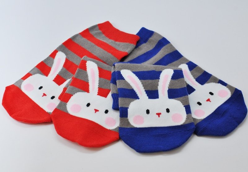 【HABBI TWO系列】自有品牌女袜-条纹兔双色两入特惠组 - 袜子 - 其他材质 多色