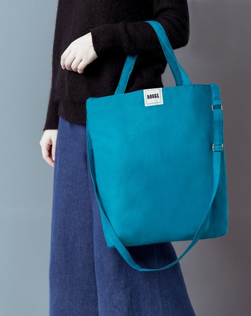 无印 素面 可调式背带三用帆布包 / 肩背/ 手提 / 斜背 / 天蓝 - 侧背包/斜挎包 - 其他材质 多色