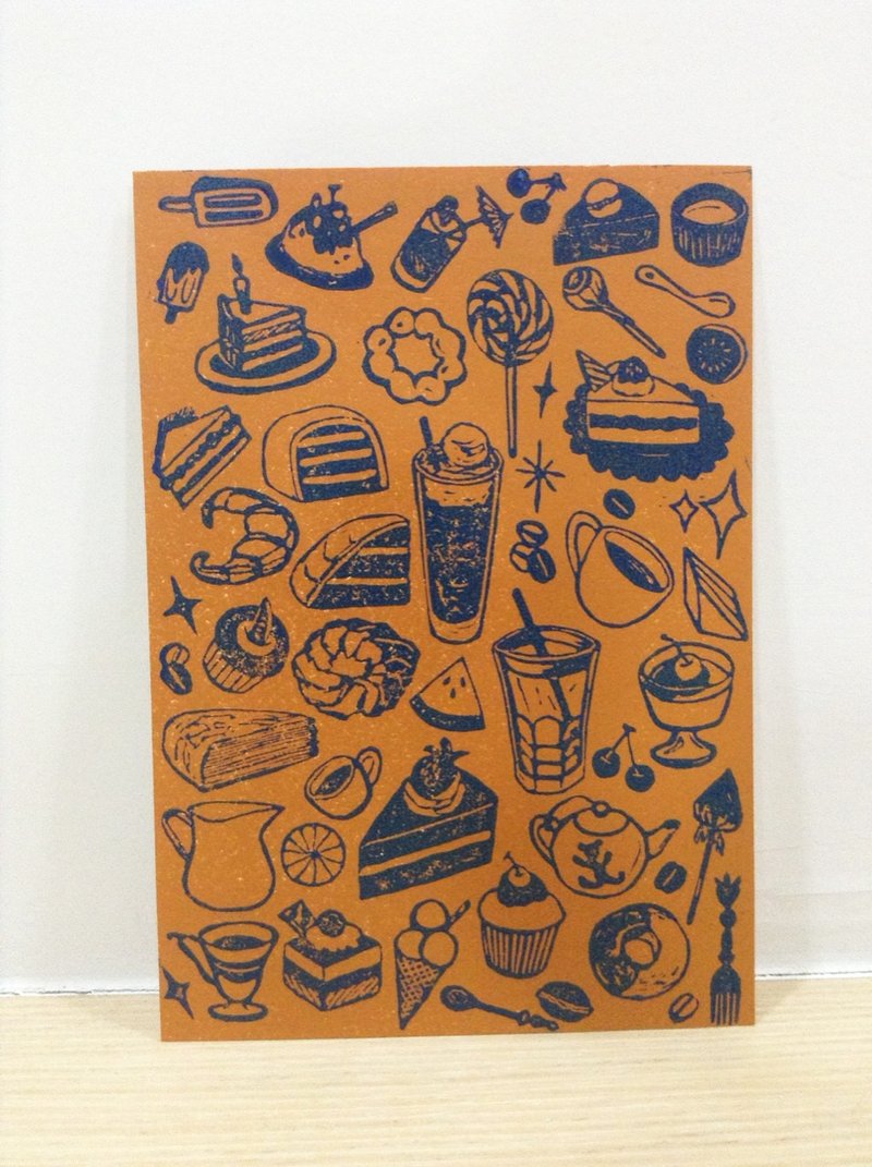 甜点控-手工版印明信片 - 海报/装饰画/版画 - 纸 金色