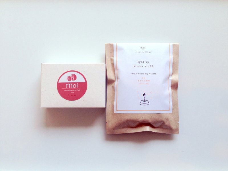 馨香组合 -- 甜橙大豆蜡烛 + 香氛手工皂组合 - 蜡烛/烛台 - 植物．花 橘色