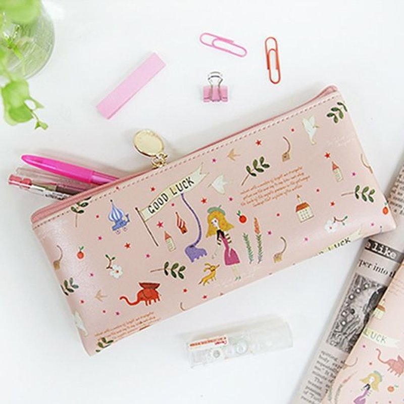 Dessin x indigo-柳林风声好运皮革笔袋-幸运粉,IDG04606 - 铅笔盒/笔袋 - 真皮 粉红色