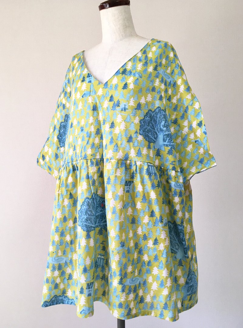 Forest Troon Tunic One Piece Lemon Yellow - 洋装/连衣裙 - 棉．麻 黄色