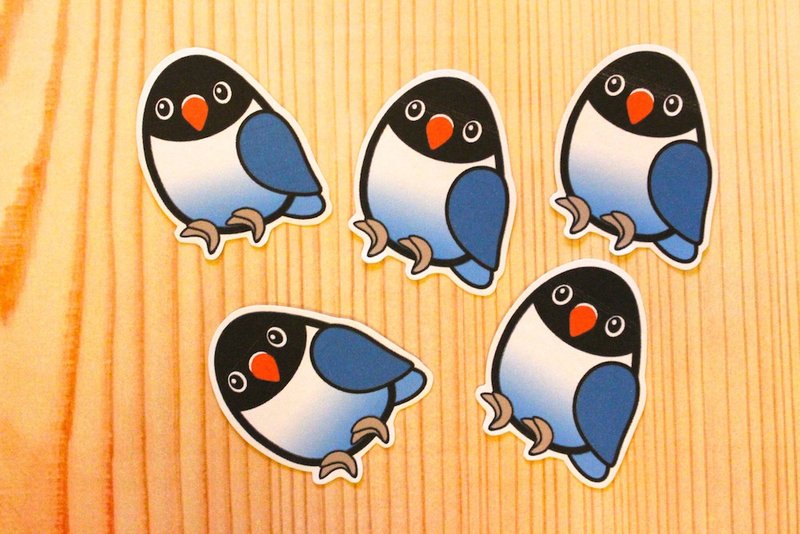 幸福限定。Happiness Only 。俏皮蓝色小牡丹贴纸（五枚） - 贴纸 - 纸 