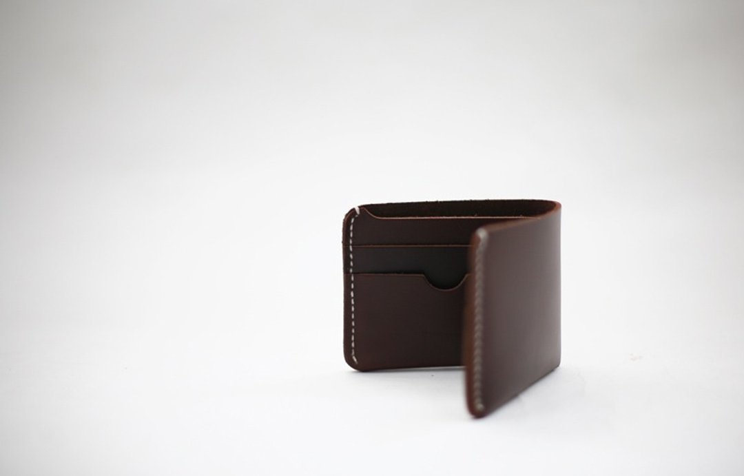 leather-shop vintage 手工 包 真皮 tanner goods 植鞣短錢包深棕 - 皮夹/钱包 - 真皮 咖啡色
