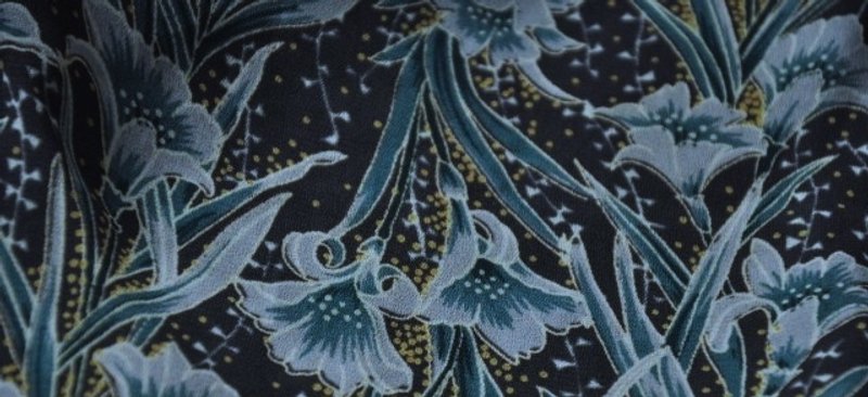 FOAK古着 日本和风花洋装 - 洋装/连衣裙 - 其他材质 黑色