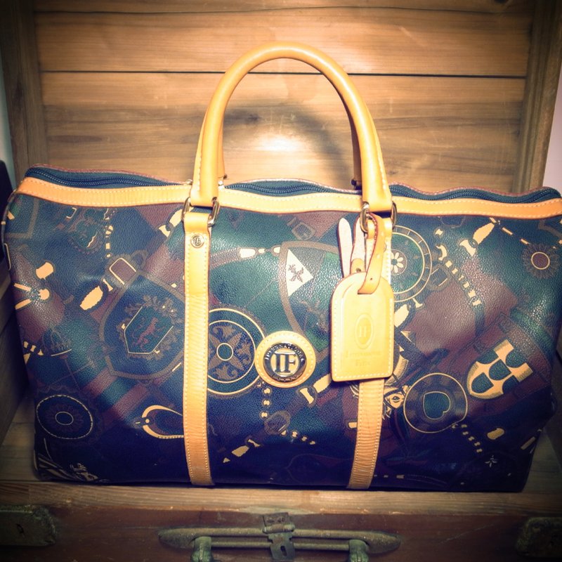 [ 老骨头 ] 单一特价 经典 罗马几何图腾 防水帆布 手提行李袋 真皮 Vintage LOOKBOOK - 其他 - 真皮 多色